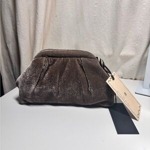 Gianni Bini x Lilly Sisto Virginia Velvet Clutch Crossbody Bag In Taupe